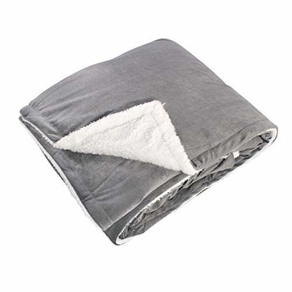 Picture of Hudson Baby Home Mink Blanket with Sherpa Back, Charcoal Sherpa, 60X80 in. (Oversize Throw) (59229)