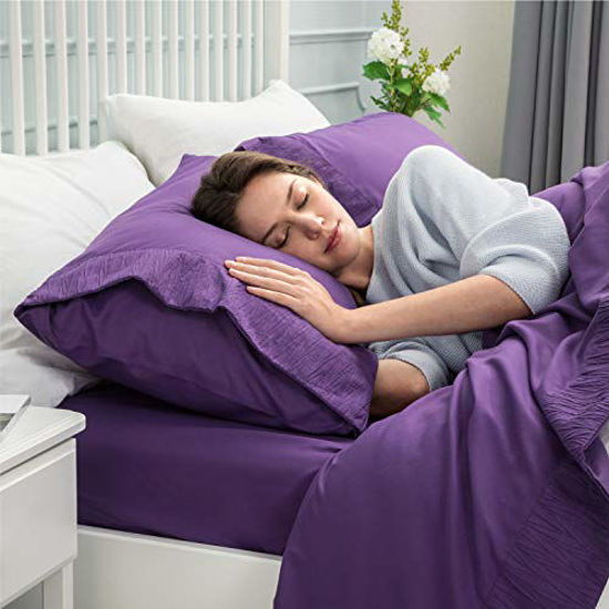 GetUSCart Bedsure Purple Plum Eggplant Bed Sheet Set Embossed Bed