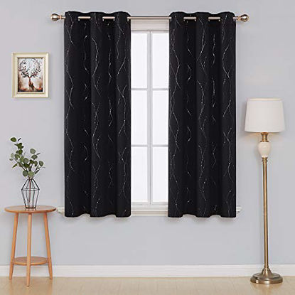 Picture of Deconovo Blackout Green Curtains Grommet Top Drapes Wave Line and Dots Printed Bedroom Blackout Curtains for Kids Room 42 x 63 Inch Dark Forest 2 Panels