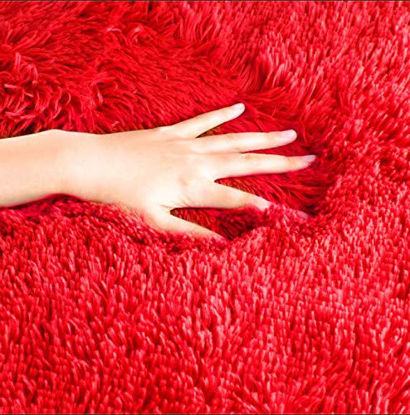 Picture of LOCHAS Ultra Soft Indoor Modern Area Rugs Fluffy Living Room Carpets for Children Bedroom Home Decor Nursery Rug 4x5.3 Feet, Red