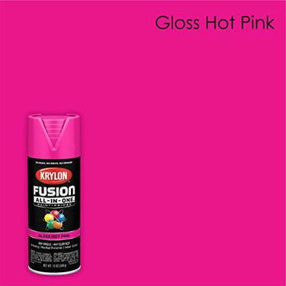 Picture of Krylon K02708007 Fusion All-In-One Spray Paint for Indoor/Outdoor Use, Gloss Hot Pink