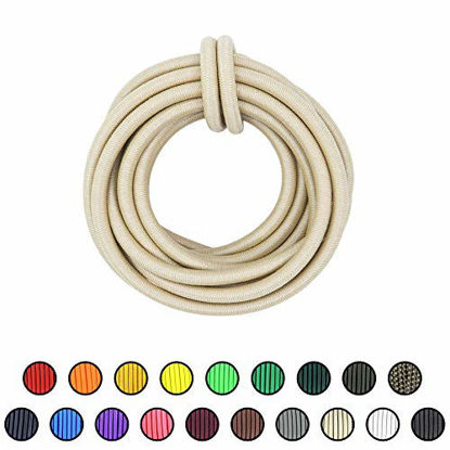 Picture of SGT KNOTS Marine Grade Shock Cord - 100% Stretch, Dacron Polyester Bungee for DIY Projects, Tie Downs, Commercial Uses (3/8", 10ft, Tan)