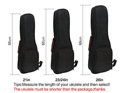 Picture of HOT SEAL 10MM Leather Handles Thick Durable Colorful Ukulele Case Bag with Storage (23/24in, Black)