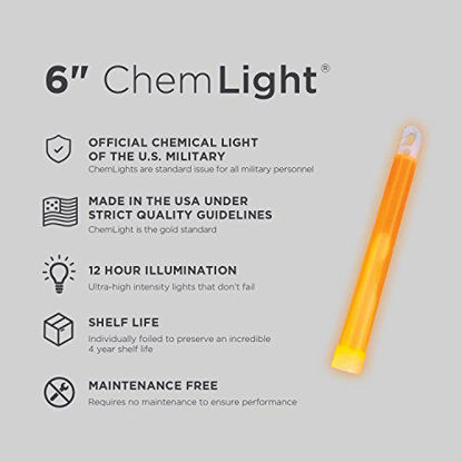 Picture of Cyalume - 9-97530 ChemLight Military Grade Chemical Light Sticks - 12 Hour Duration Light Sticks Provide Intense Light, Ideal as Emergency or Safety Lights, for Tactical Applications, Hiking or Camping and Much More, Standard Issue for U.S. Military Perso