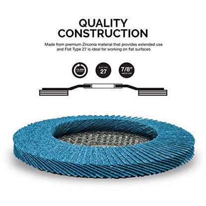 Picture of Neiko 11145A Premium Zirconia Flap Disc | 4.5" x 7/8-Inch, 120 Grit, Bevel Type #29-10 Pack