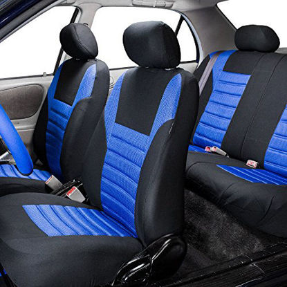 Picture of FH Group FB068BLUE115 Blue Universal Car Seat Cover (Premium 3D Air mesh Design Airbag and Rear Split Bench Compatible)