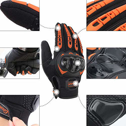 Picture of COFIT Motorcycle Gloves for Men and Women, Full Finger Touchscreen Motorbike Gloves for BMX ATV MTB Riding, Road Racing, Cycling, Climbing - Orange XL