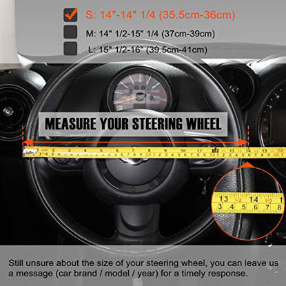 SEG Direct Black and Blue Microfiber Leather Steering Wheel Cover for Prius Civic 14-14.25 