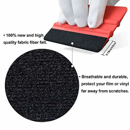 Picture of Zanch Red Felt Squeegee Tool Window Tint Vinyl Squeegee Car Film Wrap Scrape Graphic Decal Wrapping Wallpaper Installing Craft Scraper with Black Fabric Felt Edge 