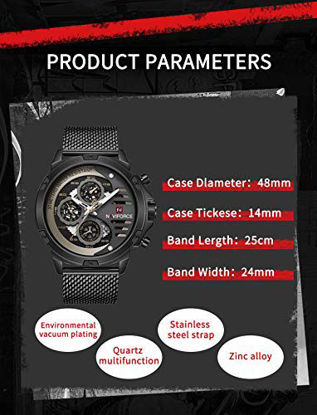 Picture of Sport Military Watches for Men Waterproof Watch Analog Stainless Steel Quartz Date Calendar Clock Wristwatch