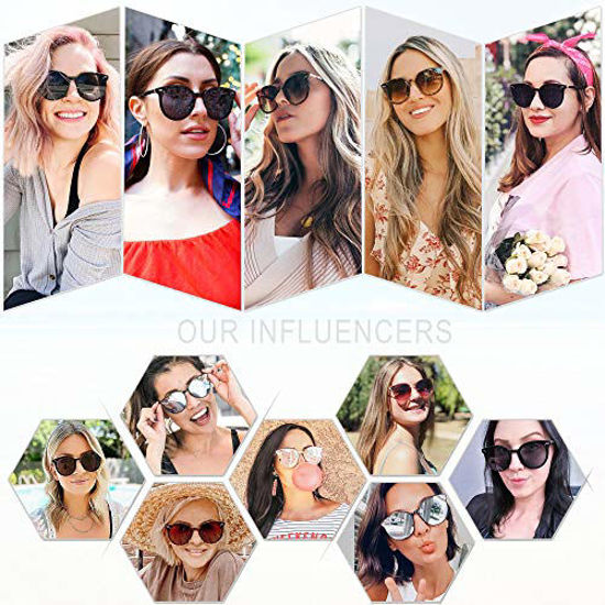 Picture of SOJOS Classic Round Retro Plastic Frame Vintage Large Sunglasses BLOSSOM SJ2067 with Rainbow Frame/Gradient Purple Top and Pink Bottom Lens