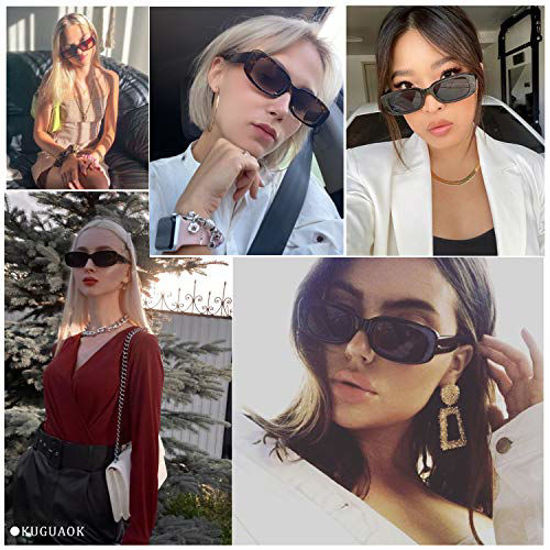  KUGUAOK Retro Rectangle Sunglasses Women and Men Vintage Small  Square Sun Glasses UV Protection Glasse : Clothing, Shoes & Jewelry