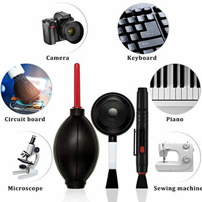 Picture of Camera Cleaning Kit with Camera Cleaning Pen Brush, Air Blaster Blower and Lens Brush Blower Brush Dust Cleaner for Lens, Camera, SLR, Telescope, Magnifying Glass, Phone