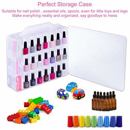 Picture of 48 Bottles Universal Clear Gel Nail Polish Organizer Case Holder for Double Side Adjustable Space Divider for Acrylic Nail Polygel Gel Dip Powder Tips Set with Two Toe Separator
