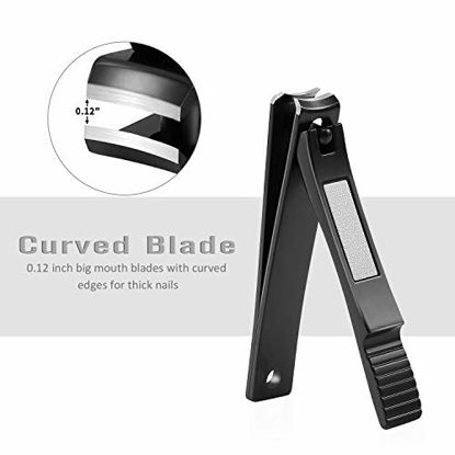 Picture of Nail Clippers Set, Ultra Sharp Fingernail and Toenail Clipper Cutters with Visibly Tin Case by HAWATOUR - Black