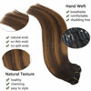 Picture of GOO GOO Human Hair Extensions Clip in Balayage Dark Brown to Chestnut Brown 7pcs 120g 18 Inch Real Remy Hair Extensions Clip in Straight Thick Hair Extensions