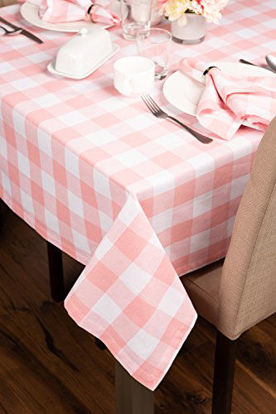 Picture of DII Buffalo Check Collection Classic Tabletop, Tablecloth, 60x104, Pink & White
