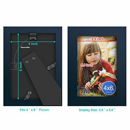 Picture of RPJC 4x6 inch Picture Frame Made of Solid Wood High Definition Glass for Table Top Display and Wall Mounting Photo Frame Jazz Blue