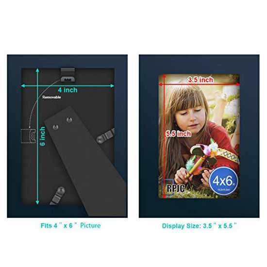 Picture of RPJC 4x6 inch Picture Frame Made of Solid Wood High Definition Glass for Table Top Display and Wall Mounting Photo Frame Jazz Blue