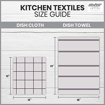 Picture of AMOUR INFINI Terry Dish Towel | Set of 4 | 16 x 26 Inches | Super Soft and Absorbent |100% Cotton Dishtowels | Perfect for Household and Commercial Uses | Light Gray