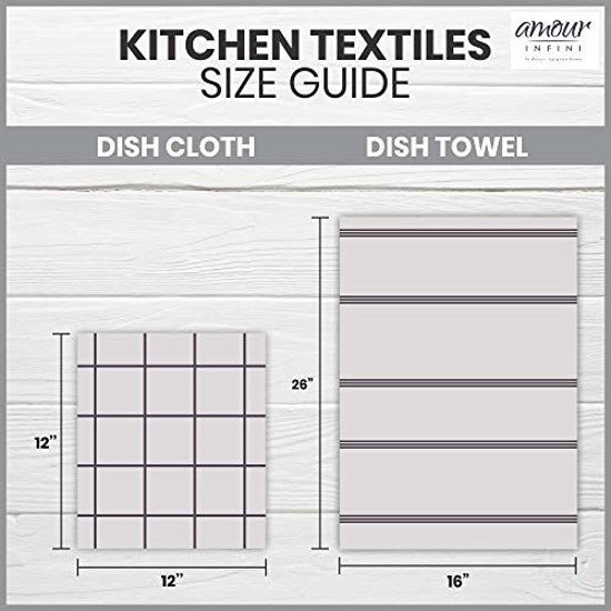 Picture of AMOUR INFINI Terry Dish Towel | Set of 4 | 16 x 26 Inches | Super Soft and Absorbent |100% Cotton Dishtowels | Perfect for Household and Commercial Uses | Light Gray