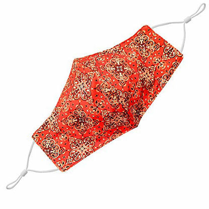 Picture of Washable Face Mask with Adjustable Ear Loops & Nose Wire - 3 Layers, Made in USA (Red Paisley)