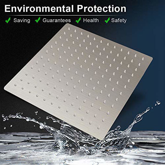 12’’ Square Rain Showerhead with 11’’ Adjustable Extension Arm Bath Shower 
