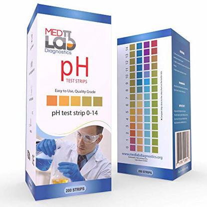 Picture of pH Test Strips 0 to 14 (200 ct) for Urine, Saliva, Drinking Water, Kombucha, Pool, Spa, Hotub, Soap, & Liquids. pH Acid Alkaline Universal Test Strips. Acidity Alkalinity Litmus Paper Testing Strips