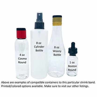 Picture of 48 x 28 mm Clear Perforated Shrink Band for Child-Resistant Liquid Bottles, Woozy Bottles, Large Boston Round Bottles and More. [Compatible Diameter Range: 3/4" - 1] - Bundle of 10,000