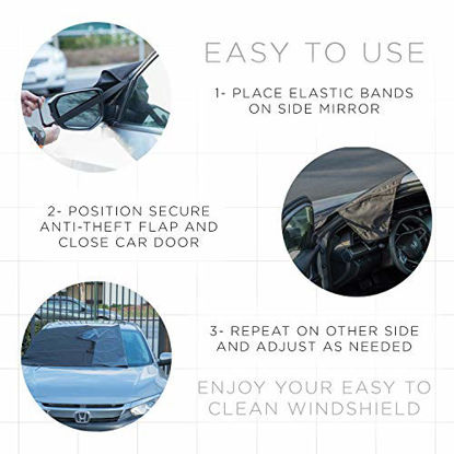 Picture of OxGord Windshield Snow Cover Ice Removal Wiper Visor Protector - All Weather Winter Summer Auto Sun Shade for Cars, Trucks, Vans and SUVs Stop Scraping with a Brush or Shovel