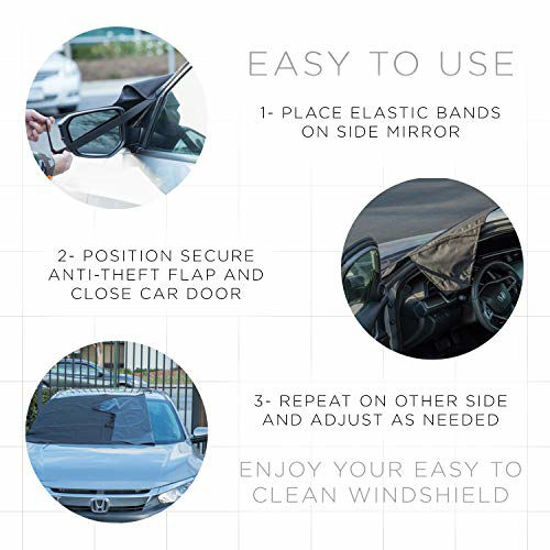 OxGord Windshield Snow Cover Ice Removal Wiper Visor Protector - All  Weather Winter Summer Auto Sun Shade for Cars, Trucks, Vans and SUVs Stop