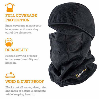 Picture of AstroAI Balaclava Ski Mask Winter Face Mask for Cold Weather Windproof Breathable for Men Women Skiing Snowboarding & Motorcycle Riding, Black