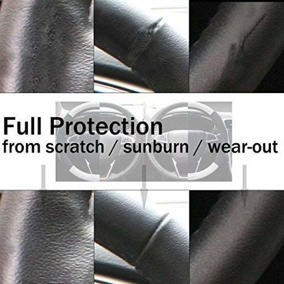 Picture of Valleycomfy Microfiber Leather Steering Wheel Cover Large-Size for F150 F250 F350 Ram 4Runner Tacoma Tundra Range Rover Model S X with 15 1/2 inches-16 inches Outer Diameter (Brown)