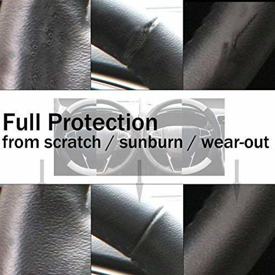 Picture of Valleycomfy Microfiber Leather Steering Wheel Cover Large-Size for F150 F250 F350 Ram 4Runner Tacoma Tundra Range Rover Model S X with 15 1/2 inches-16 inches Outer Diameter (Brown)