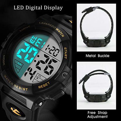 Picture of Mens Digital Watch, Sports Waterproof Military LED Multifunctional Chronograph Outdoor Wrist Watches for Men with Backlight and Alarm Stopwatch