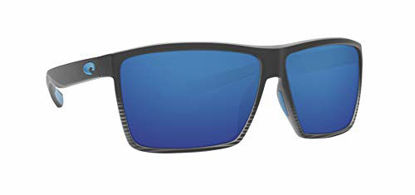Picture of Costa Del Mar Men's Rincon Rectangular Sunglasses, Matte Smoke Crystal/Blue Mirrored Polarized 580G, 63 mm