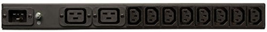 Picture of Tripp Lite Basic PDU, 14 Outlets (12 C13, 2 C19), 100-240V, C20 with L6-20P Adapter, 1.6-3.8kW, 12 ft. Cord, 1U Rack-Mount Single-Phase PDU (PDUH20DV),Black