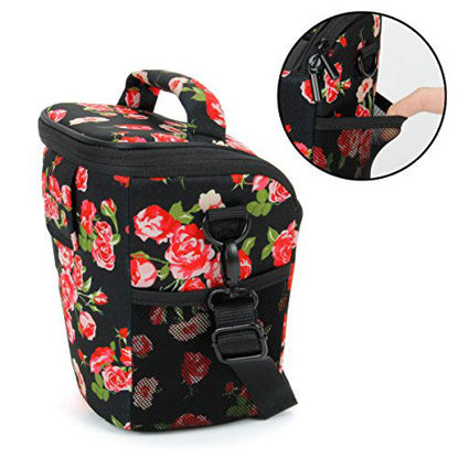 Picture of USA Gear SLR Camera Case Bag (Floral) with Top Loading Accessibility, Adjustable Shoulder Sling, Padded Handle, Weather Resistant Bottom - Comfortable, Durable and Light Weight for Travel
