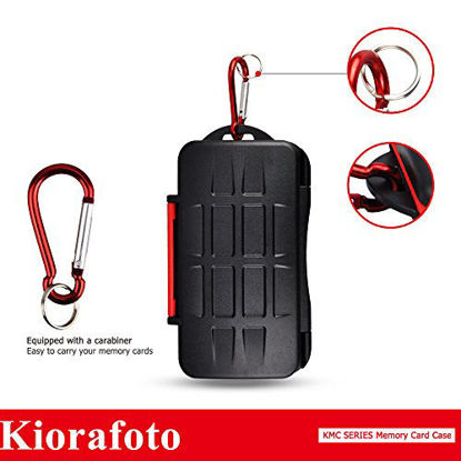 Picture of Kiorafoto 6 CF Card Slots Professional Water-Resistant Anti-Shock Compact Flash Card Holder Case Storage Compact Flash Memory Card Protector Wallet with Carabiner