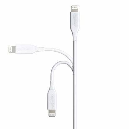 Picture of Amazon Basics Lightning to USB Cable - MFi Certified Apple iPhone Charger, White, 6-Foot (2-Pack) (Durability Rated 4,000 Bends)