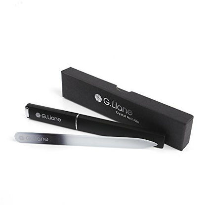 Picture of Crystal Glass Nail File - G.Liane Professional Double Sided Etched Crystal Nail File Set For Nail Art & Nail Care Alternative To Metal Nail files Emery Boards & Buffer (Rainbow Black).