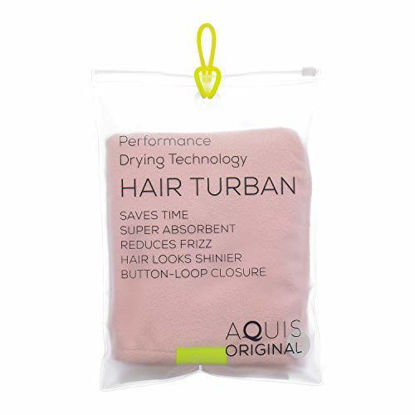 Picture of AQUIS - Original Hair Turban, Perfect Hands-Free Microfiber Hair Drying, Soft Pink (10 x 29 Inches)