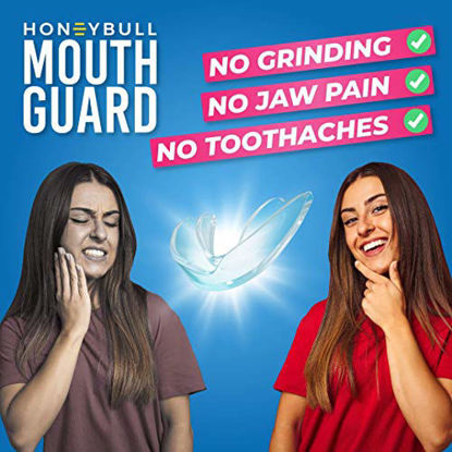 Picture of HONEYBULL Mouth Guard for Grinding Teeth [6 Pack] Comes in 2 Sizes for Light and Heavy Grinding | Comfortable Custom Mold for Clenching at Night, Bruxism, Whitening Tray & Guard