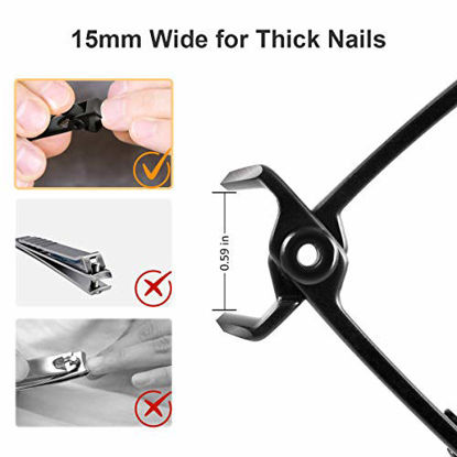 Picture of PrettyDiva Nail Clippers For Thick Nail - Wide Jaw Opening Nail Clipper for Thick Toenails,Stainless Steel Heavy Duty Toenail Clipper for Tough Nails,Extra Larger Nail Clipper for Men Seniors - Black