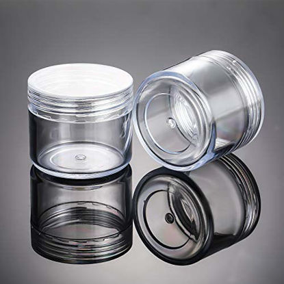Picture of 20 Pieces Round Pot Jars Plastic Cosmetic Containers Set with Lid for Liquid Creams Sample, 20 ml/ 0.7 oz (Clear Lid)