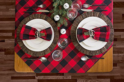 Picture of DII Buffalo Check Collection Classic Tabletop, Tablecloth, 52x52, Red & Black