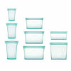 Picture of Zip Top Reusable 100% Silicone Food Storage Bags and Containers - Full Set- 3 Cups, 3 Dishes & 2 Bags - Teal - Made in the USA!