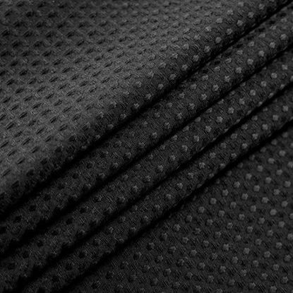 Picture of Stall Shower Curtain Fabric 36 x 72 Inch, Waffle Weave, Hotel Luxury Spa, 230 GSM Heavy Duty, Water Repellent, Black Pique Pattern Decorative Bathroom Curtain