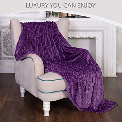 Picture of Fleece Blanket Queen Size - 90x90, Lightweight, Purple - Soft, Plush, Fluffy, Warm, Cozy - Perfect Full Size Throw for Couch, Bed, Sofa