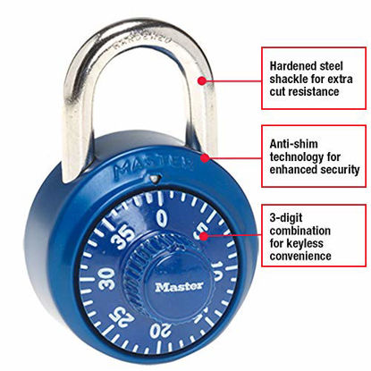 Picture of Master Lock 1530DCM Locker Lock Combination Padlock, 1 Pack, Assorted Colors